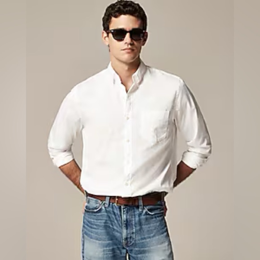 J.Crew Secret Wash Shirting White Cotton Poplin